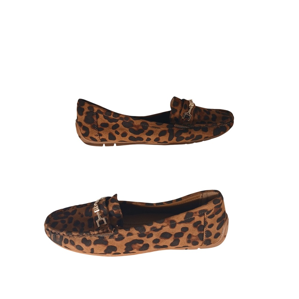 Comfort Est 1946 Leopard Print Loafers‎ 9 Brown Gold Bit Driving Flats Moc Toe